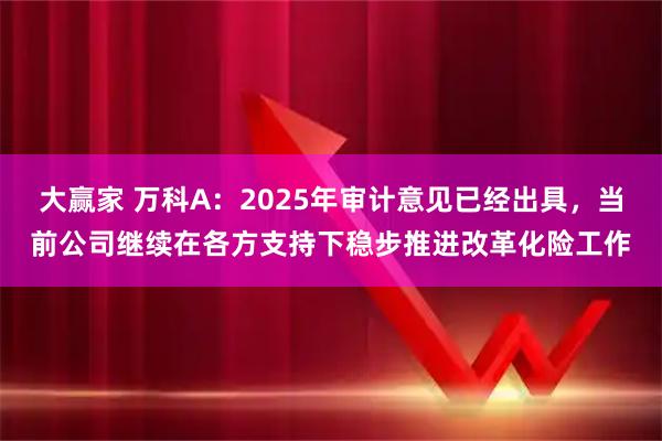 大赢家 万科A：2025年审计意见已经出具，当前公司继续在各方支持下稳步推进改革化险工作