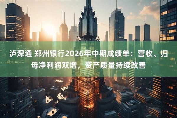 泸深通 郑州银行2026年中期成绩单：营收、归母净利润双增，资产质量持续改善